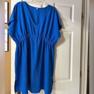 Chic Blue V-Neck Swim Coverup